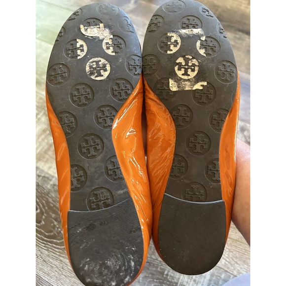 Tory Burch Reva Ballet Flats Womens 7 M Orange Patent Leather Shoes Slip On - Picture 5 of 5